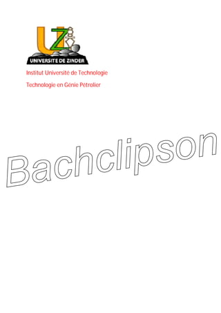Institut Université de Technologie
Technologie en Génie Pétrolier
Bachclipson
 