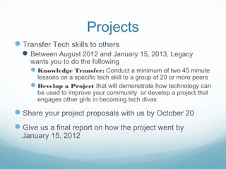 Tg Project Example TechGirls project planning | PPT