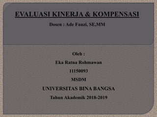 Oleh :
Eka Ratna Rohmawan
11150093
MSDM
UNIVERSITAS BINA BANGSA
Tahun Akademik 2018-2019
 