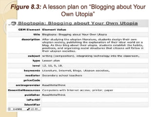 Figure 8.3: A lesson plan on “Blogging about Your
Own Utopia”
 