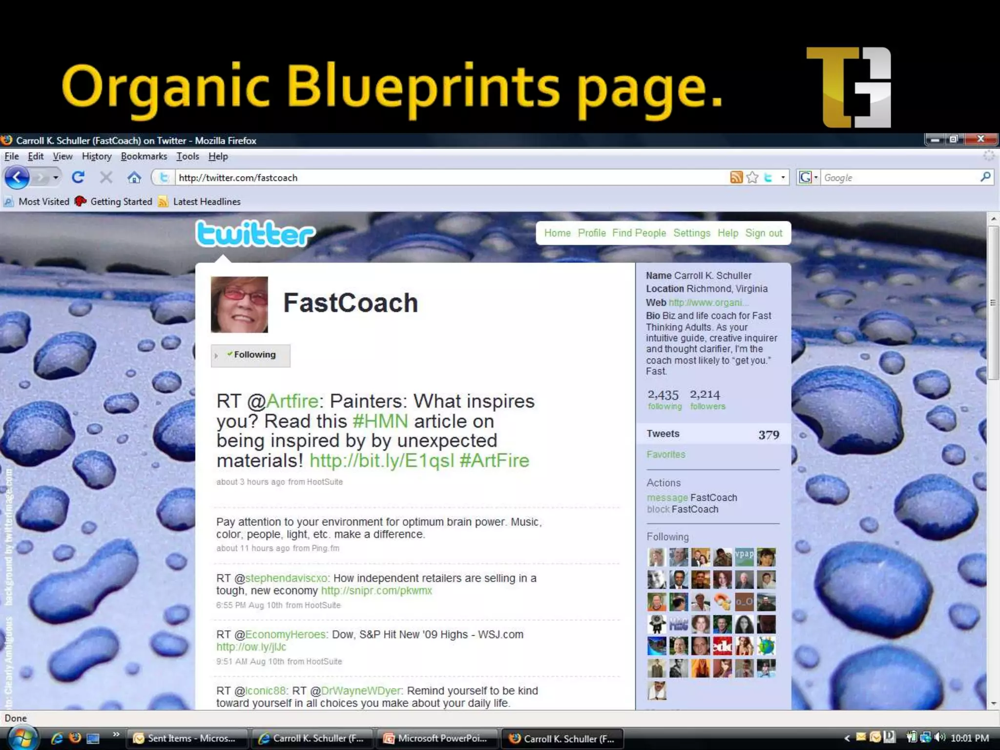 Organic Blueprints page.