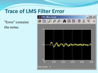 Trace of LMS Filter Error
“Error” contains
the noise.
 