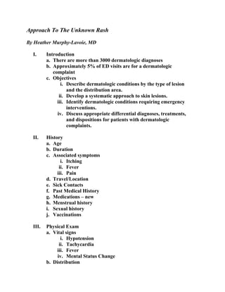 approach to the unknown rash | PDF