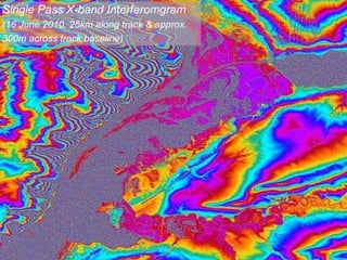 Phase Single Pass X-band Interferomgram  (16 June 2010: 25km along track & approx.  300m across track baseline) 