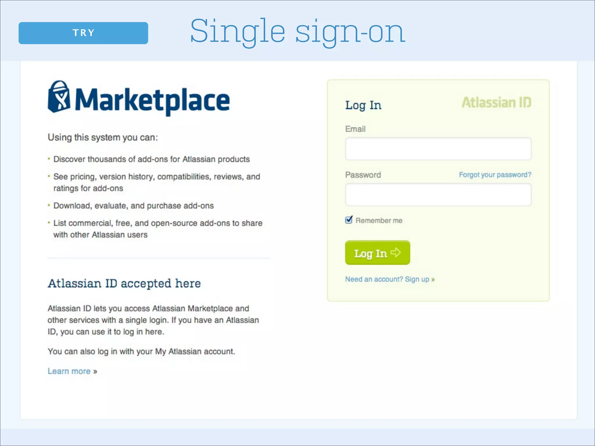 TRY

Single sign-on

 