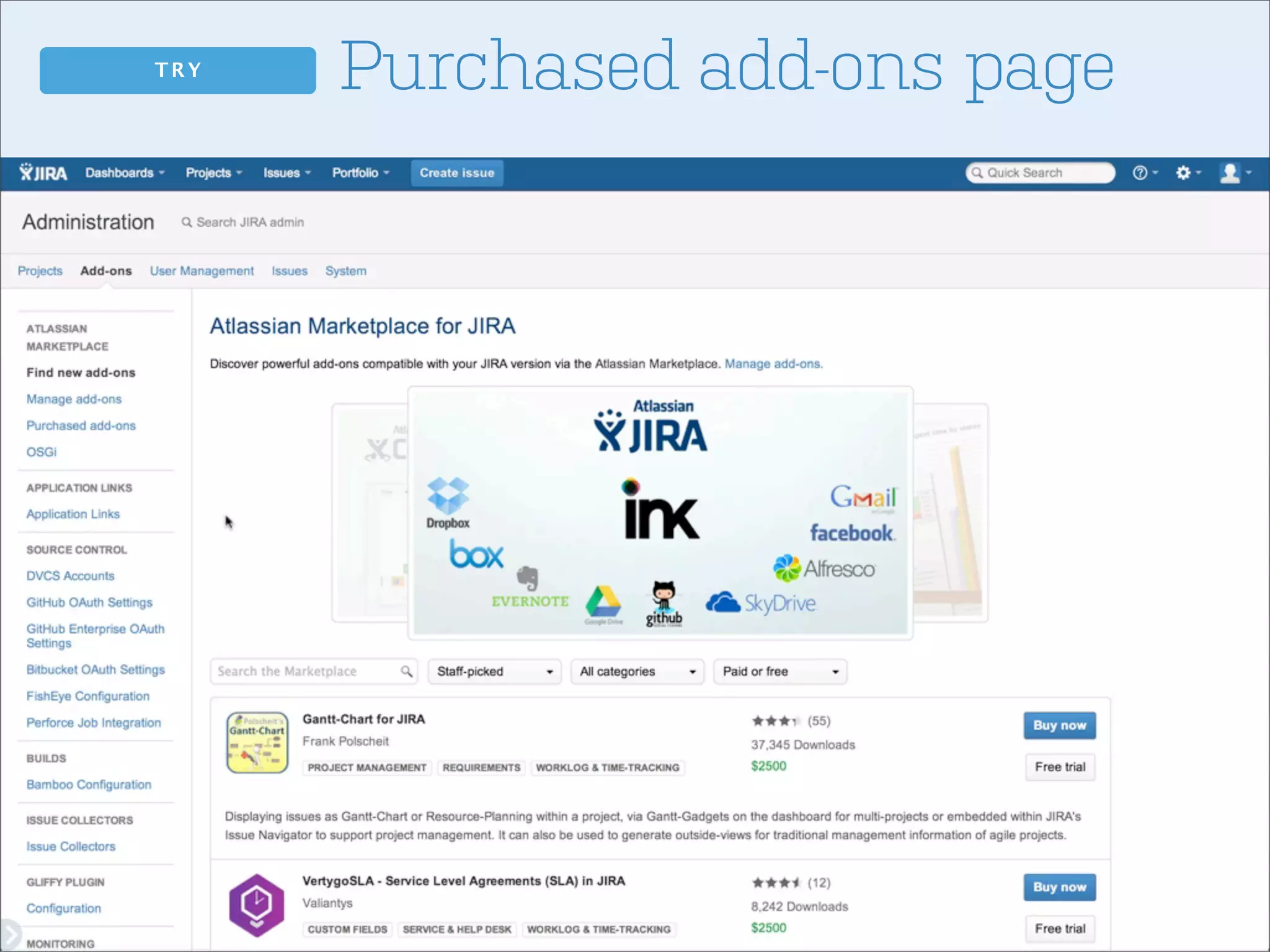 TRY

Purchased add-ons page

 