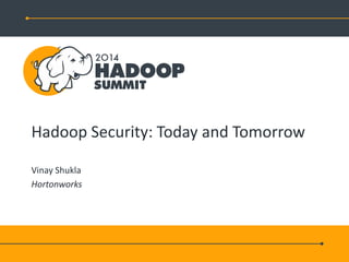 Hadoop Security: Today and Tomorrow
Vinay Shukla
Hortonworks
 