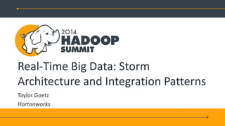 Real-Time Big Data: Storm
Architecture and Integration Patterns
Taylor Goetz
Hortonworks
 