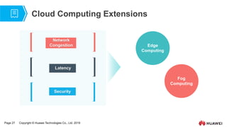 Page 27 Copyright © Huawei Technologies Co., Ltd. 2019
Cloud Computing Extensions
Security
Latency
Network
Congestion Edge
Computing
Fog
Computing
 