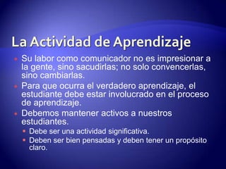 Deben ser bien pensadas y deben tener un propósito claro.Los Cuatro Niveles de AprendizajeMemorizar las palabras.Explicar el significado.Comprender los antecedentes.  Cultivar una actitud de confianza en Dios cuando confrontemos circunstancias difíciles