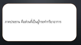ภาคประธาน คือส่วนที่เป็นผู้กระทากริยาอาการ
 