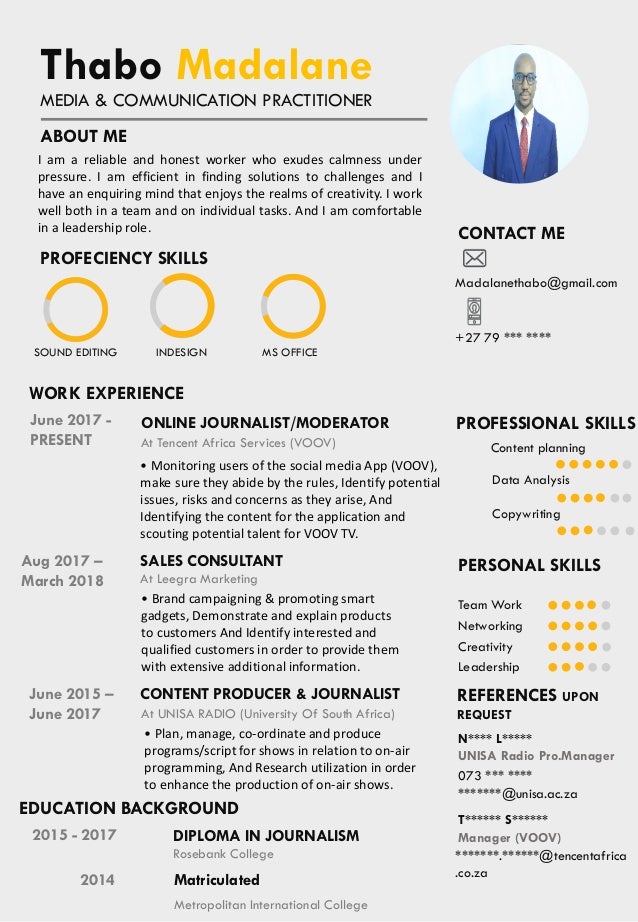 thabo madalane resume references upon request references upon request