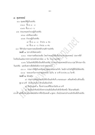 ๑๐

๔. สุนทรพจน์
     ๔.๑ คุณสมบัติผู้เข้าแข่งขัน
          ๔.๑.๑ ชั้น ม. ๑ - ๓
          ๔.๑.๒ ชั้น ม. ๔ – ๖
    ๔.๒ ประเภทและจานวนผู้เข้าแข่งขัน
            ๔.๒.๑ แข่งขันแบบเดี่ยว
            ๔.๒.๒ จานวนผู้เข้าแข่งขัน
                   ๑) ชั้น ม. ๑ – ๓ จานวน ๑ คน
                   ๒) ชั้น ม. ๔ – ๖ จานวน ๑ คน
   ๔.๓ วิธีดาเนินการและรายละเอียดหลักเกณฑ์การแข่งขัน
         รอบที่ ๑ (ทราบหัวข้อล่วงหน้า)
            ๔.๓.๑ กรรมการเตรียมประเด็น โดยกาหนดเป็นชื่อเรื่องการกล่าวสุนทรพจน์ ประกาศให้
โรงเรียนในแต่ละภาคทราบล่วงหน้าอย่างน้อย ๗ วัน ก่อนการแข่งขัน
            ๔.๓.๒ ในวันแข่งขันให้นักเรียนที่เข้าแข่งขัน นาบทกล่าวสุนทรพจน์จานวน ๕ ชุด ให้กรรมการใน
วันแข่งขัน และจับสลากเพื่อจัดอันดับการกล่าวสุนทรพจน์
           ๔.๓. ๓ กรรมการให้ผู้เข้าแข่งขันกล่าวสุนทรพจน์ตามลาดับ โดยมีการเก็บตัวผู้ที่ยังไม่ได้แข่งขัน
           ๔.๓.๔ ระยะเวลาในการกล่าวสุนทรพจน์ ไม่เกิน ๕ นาที (บวก/ลบ ๓๐ วินาที)
         รอบที่ ๒ (ฉับพลัน)
                 ๑) กรรมการเตรียมประเด็นให้นักเรียนลาดับที่ ๑ ของรอบแรก เตรียมตัวหน้าเวทีก่อนขึ้น
         พูด ๕ นาที นักเรียนคนอื่นๆ พักรอในห้องเก็บตัว
                 ๒) นักเรียนคนที่ ๑ ขึ้นกล่าวบนเวทีใช้เวลาไม่เกิน ๕ นาที
                 ๓) นักเรียนลาดับต่อไปรับทราบประเด็นในห้องเก็บตัวอีกห้องหนึ่ง ใช้เวลาเตรียมตัว
๕ นาที และขึ้นกล่าวสุนทรพจน์หลังจากที่นักเรียนคนที่ ๑ พูดจบ เวียนไปจนครบจานวนนักเรียนที่เข้าแข่งขัน
 
