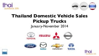 Thailand Domestic Vehicle Sales
Pickup Trucks
January-November 2014
 