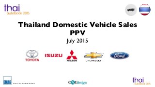 Source: Thai AutoBook Research
Thailand Domestic Vehicle Sales
PPV
July 2015
 
