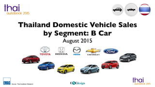 Source: Thai AutoBook Research
Thailand Domestic Vehicle Sales
by Segment: B Car
August 2015
 