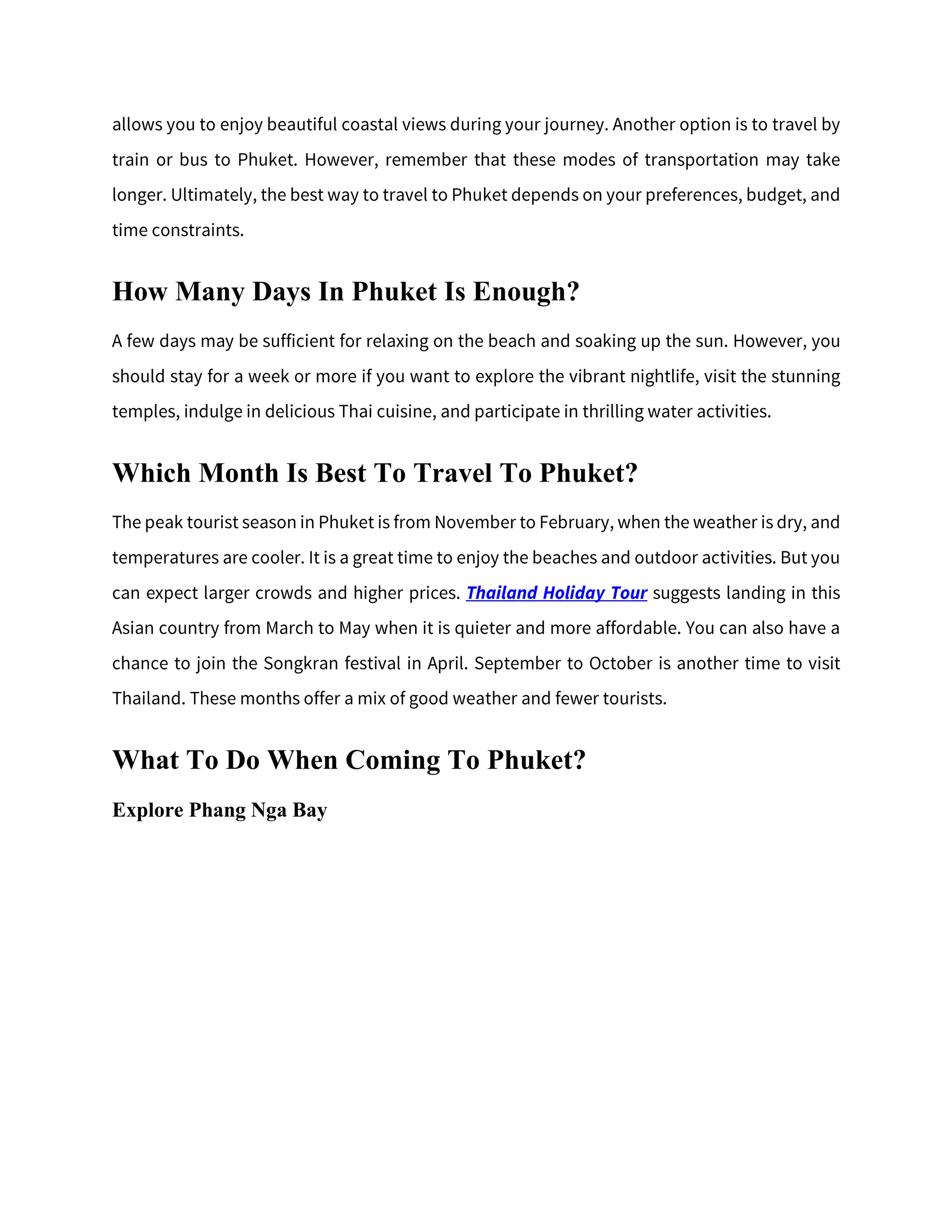 Thailand Holiday Tour Phuket Travel Guide Pdf