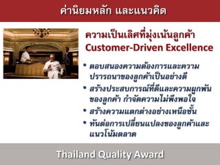 ค่านิยมหลัก และแนวคิด




Thailand Quality Award
 