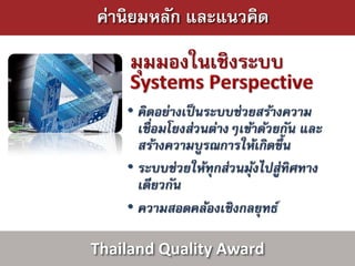 ค่านิยมหลัก และแนวคิด




Thailand Quality Award
 
