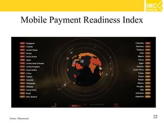 Mobile Payment Readiness Index




Source :Mastercard                         22
 