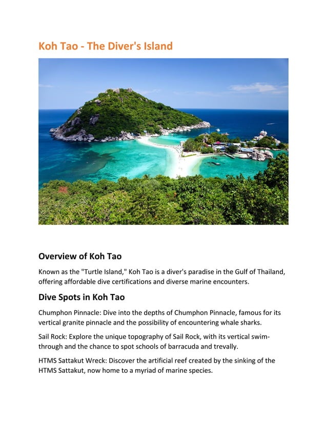 Thailand’s Aquatic Tapestry: Diving into the Deep  PDF