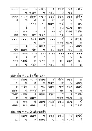 - - - - - - -
ซ
-
ซซซ
- ซ -
ซ
ล
ทรม
รมซ
ล
ทล
ซม
- ซ -
ลลล
ล
- ท -
ท
ดํดํดํ
ดํ
- ซ -
ซ
รซรํ
ซ
รํซล
ซ
รซล
ท
ดํรํ -
รํ
- - - - - - -
รํ
- รํรํรํ - รํ -
รํ
ทลซ
ล
ทดํ
รม
ล
ซมซ
ดร
มร
- -
ลล
ดํล
ซม
- -
ซซ
ล
ซมร
- -
มม
ซม
รด
ทลซ
รํ
ทซล
ท
. . . . . . . . รมร
ซ
ทลซ
ท
. . . . รํ
ทลซ
ล
ซมซ
ลทซ
ล
- -
รํซ
ล
ทลท
- -
รํท
ลซล
ซ
- -
รม
ซ
ลมซ
- -
ทล
ทลรํ
ท
- - -
ซ
- - -
ล
- - -
ท
- - -
รํ
- - -
ม
- - -
ร
- - -
ท
- - -
ล
รํลรํ
ท
รมฟ
ซ
ล
ทรํล
ทรํล
ท
ล
ทรม
- ซ -
ล
ทลรํ
ท
- ล -
ซ
สองชั้น ท่อน 1 เที่ยวแรก
- - -
ม
ซลซ
ซ
- ม -
ล
ซซซ
ซ
รํ
ทลท
ดํรํด
ซ
รซล
ท
ล
ทดํรํ
ดํ
ทดํดํ
ดํรํดํ
ดํ
ล
ทดํรํ
ซม
รด
รมฟ
ล
ซฟ
มร
รํซร
ซ
ทลรํ
ท
รํทท
ท
มซฟ
ท
ล
ซมซ
ลมซ
ล
รมซ
ล
รํ
ทลซ
ล
ซมซ
ทซล
ท
รํ
ทลซ
ทล
ซม
ซ
ทลซ
ลทซ
ล
ทลรํ
ซ
รซล
ท
รมซ
ล
รํ
ทลซ
สองชั้น ท่อน 2 เที่ยวกลับ
- -
รม
ซลซ
ซ
ทลซ
ล
ซ
ทลซ
รซรํ
ซ
รซล
ท
ดํ
ทรํท
ดํรํรํ
รํ
 