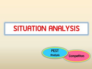 Competitors
SITUATION ANALYSIS
PEST
Analysis
 