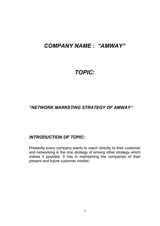 Marketing Strategy of Amway