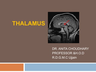 THALAMUS
DR. ANITA CHOUDHARY
PROFESSOR &H.O.D
R.D.G.M.C Ujjain
 