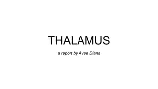 THALAMUS
a report by Avee Diana
 