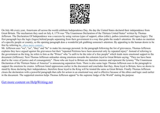 logos ethos and pathos in the declaration of independence