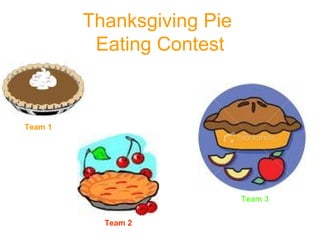 Thanksgiving Pie  Eating Contest Team 1 Team 2 Team 3 
