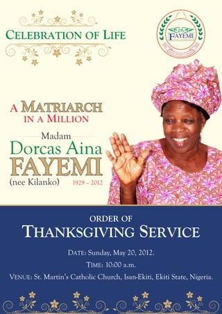 Order of Thanksgiving service