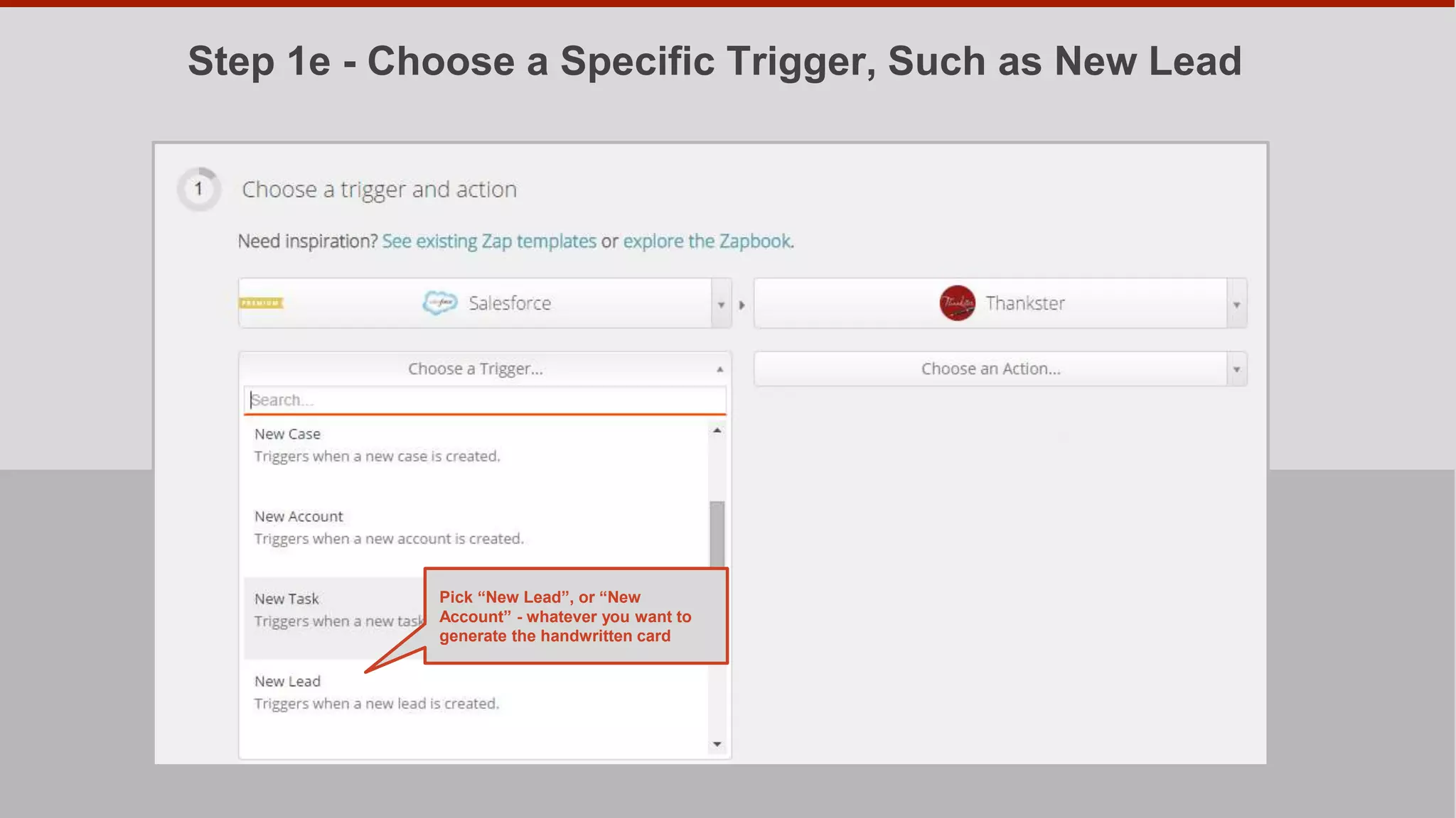 Step 3 - Choose Thankster as the Action App
Pick Thankster as
the action app
 