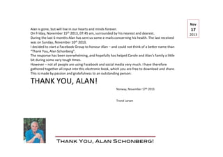 THANK YOU, ALAN SCHONBERG!