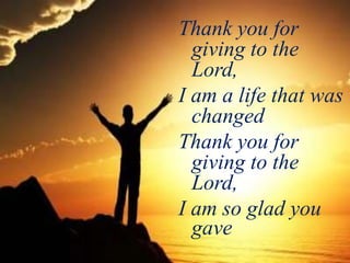 Thank You For Giving To The Lord