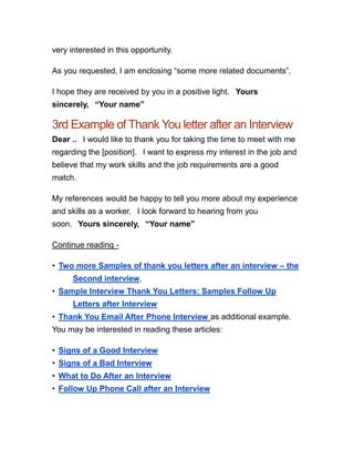 Thank You Letter After A Job Interview