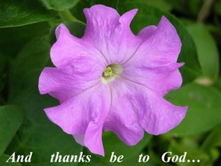 And

thanks

be

to God…

 