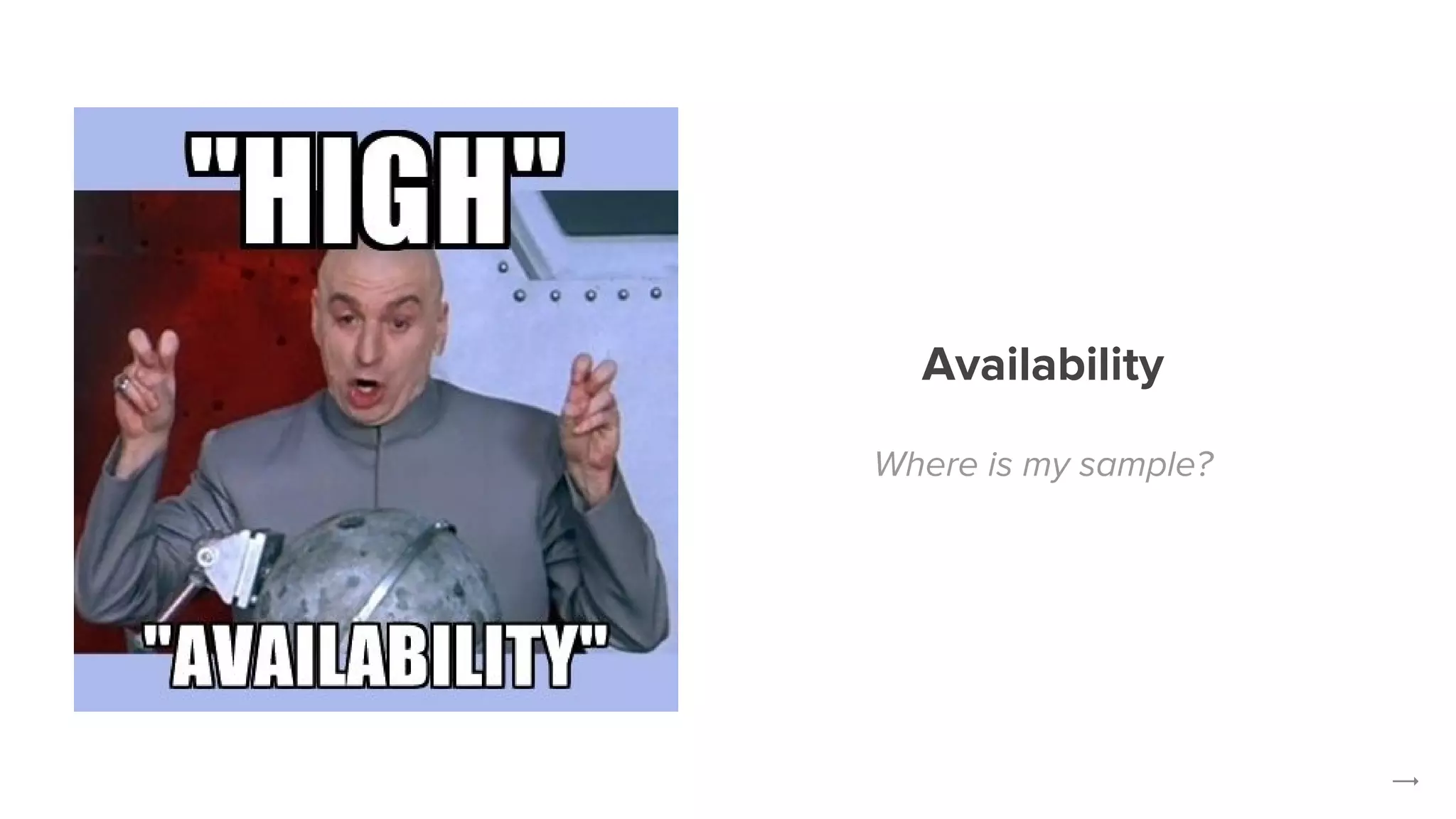 Availability
Where is my sample?
 