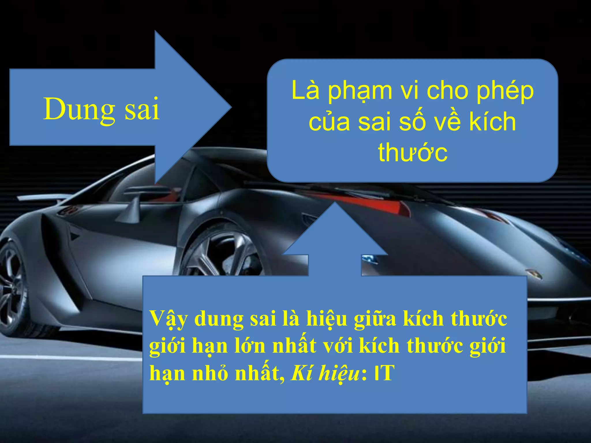 Dung sai
Là phạm vi cho phép
của sai số về kích
thước
Vậy dung sai là hiệu giữa kích thước
giới hạn lớn nhất với kích thước giới
hạn nhỏ nhất, Kí hiệu: IT
 