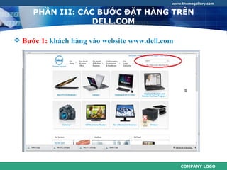 www.themegallery.com


     PHẦN III: CÁC BƯỚC ĐẶT HÀNG TRÊN
                  DELL.COM

 Bước 1: khách hàng vào website www.dell.com




                                                COMPANY LOGO
 