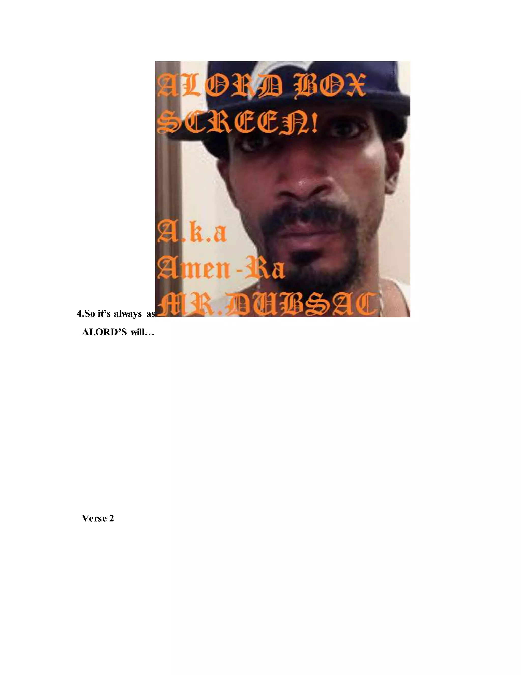 4.So it’s always as
ALORD’S will…
Verse 2
 