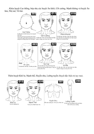 . Khóa huyệt Cao thống, bóp nhẹ các huyệt Án khôi, Cốt cường, Mạnh không và huyệt Ấn
lâm, Nhị tuế, Vũ hải.
Thêm huyệt Khô lư, Mạnh thế, Huyền nhu, Lưỡng tuyền (huyệt đặc hiệu trị tay run).
 