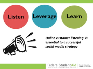 Online customer listening is
essential to a successful
social media strategy
 