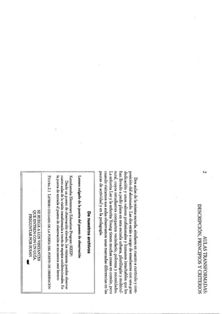 Tharp, R., Estrada, P. , Dalton, S. y Yamauchi, L. (2002). Aulas transformadas: Descripción, principios y
criterios. En: Transformar la enseñanza. Excelencia, equidad, inclusión y armonía en las aulas y las
escuelas (cap. 2. pp. 35-71). Barcelona: Paidós.
 