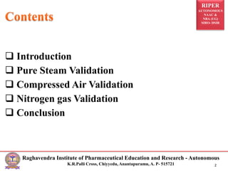 Validation of Pure Steam, Compressed Air and Nitrogen gas | PDF