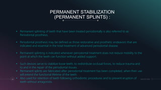 Permanent Splints Periodontal splinting | PPTX