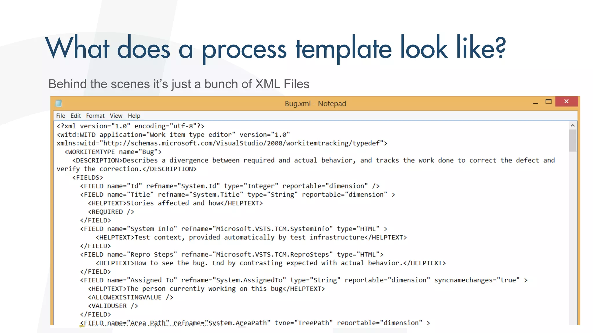 Behind the scenes it’s just a bunch of XML Files
 