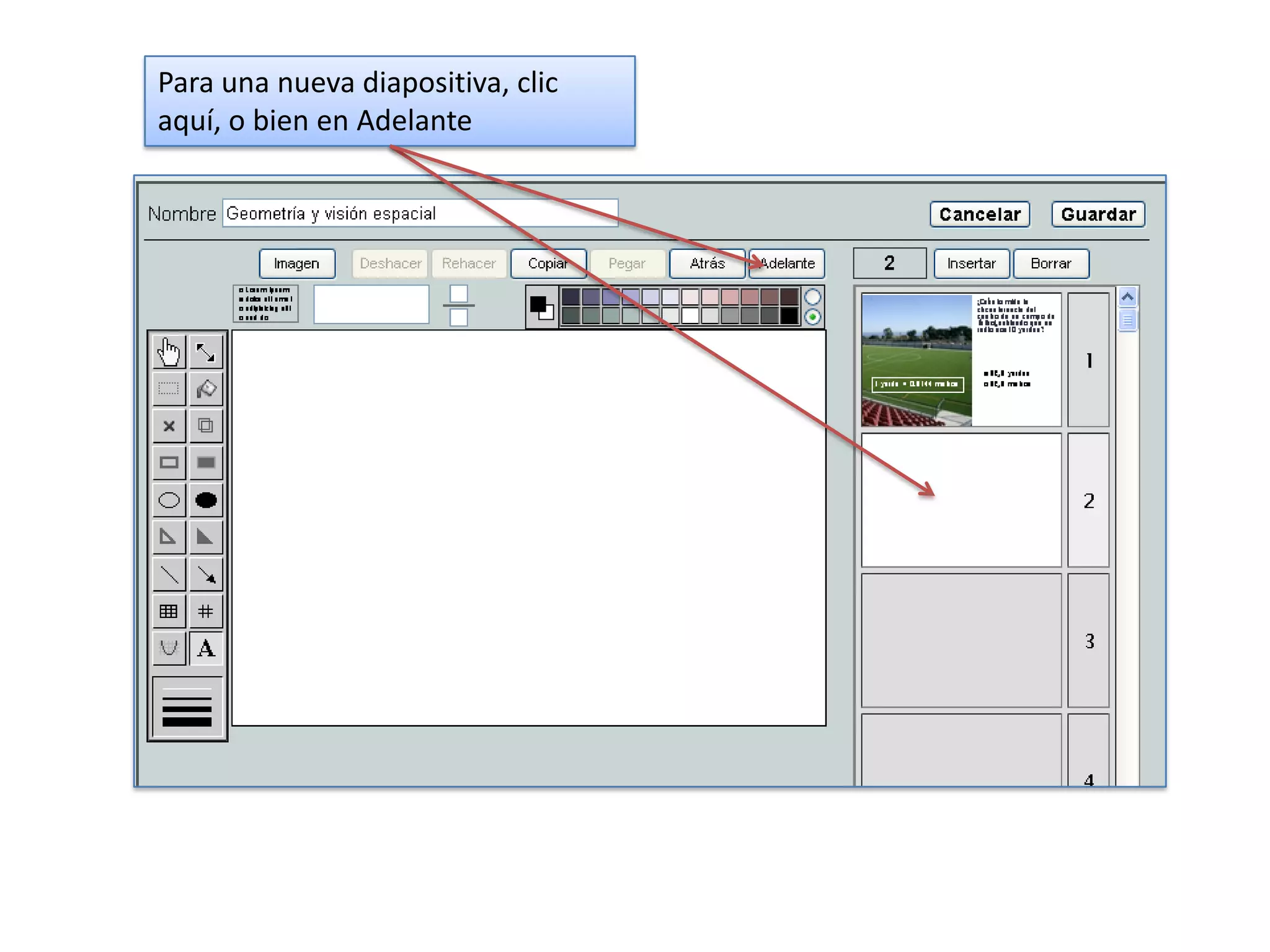 Para una nueva diapositiva, clic
aquí, o bien en Adelante
 