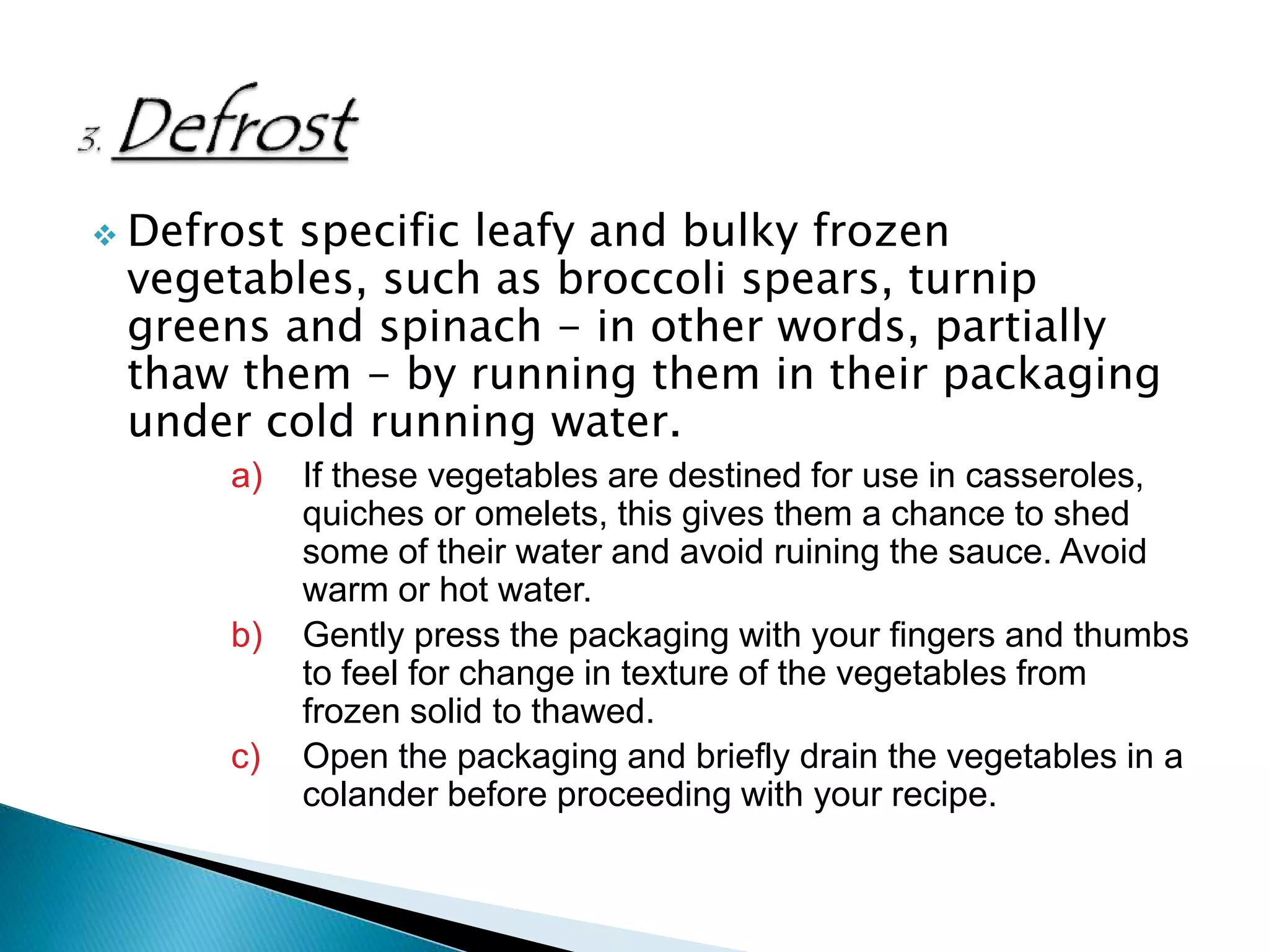 Thawing frozen vegetables | PPTX